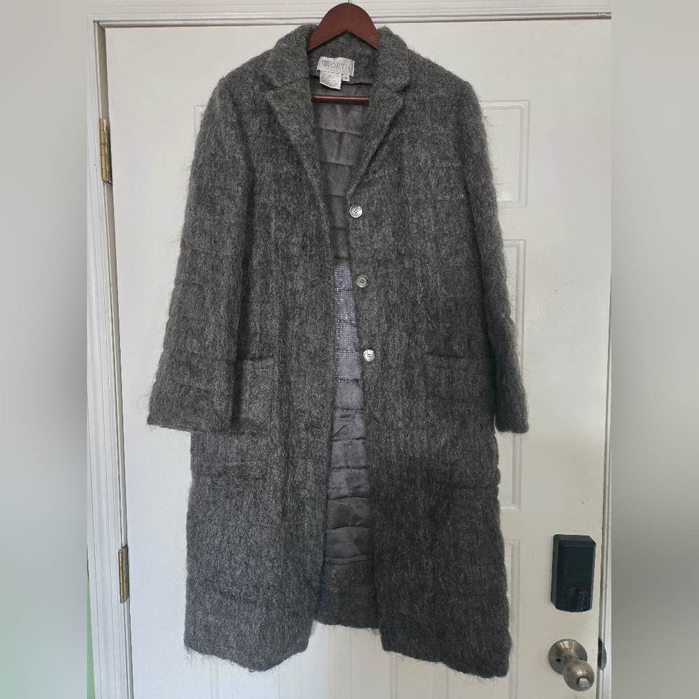 Worth Gray Wool and Mohair Blend Coat